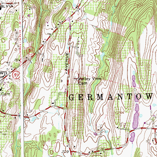 Topographic Map of Valley View Cemetery, NY