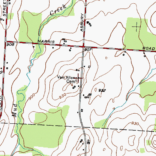 Topographic Map of Van Allen Cemetery, NY