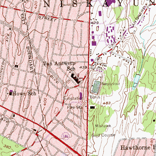 Topographic Map of Van Antwerp Middle School, NY
