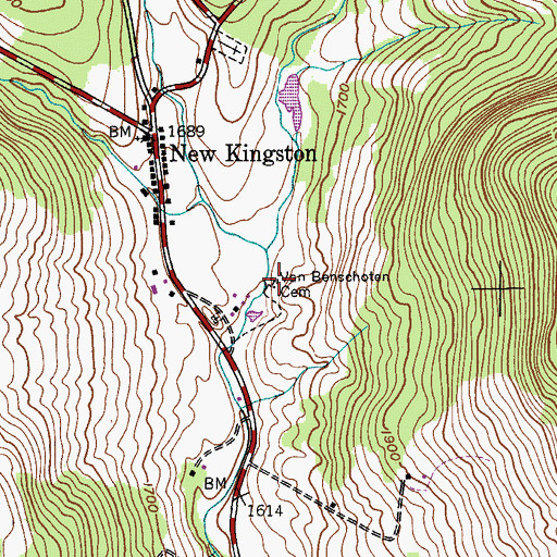 Topographic Map of Van Benschoten Cemetery, NY