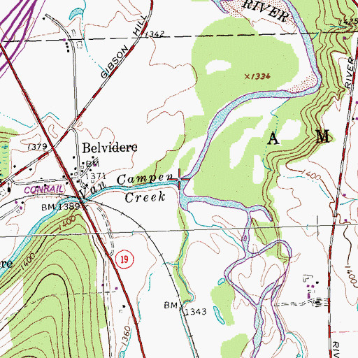 Topographic Map of Van Campen Creek, NY