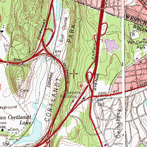 Topographic Map of Van Cortlandt Park, NY