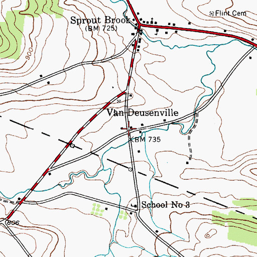 Topographic Map of Van Deusenville, NY