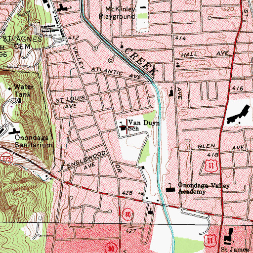 Topographic Map of Van Duyn Elementary School, NY