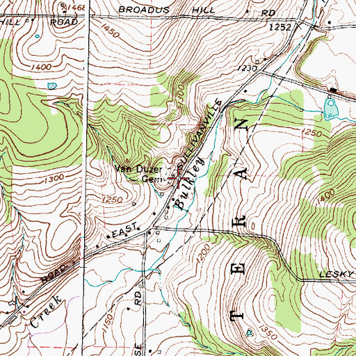 Topographic Map of Van Duzer Cemetery, NY