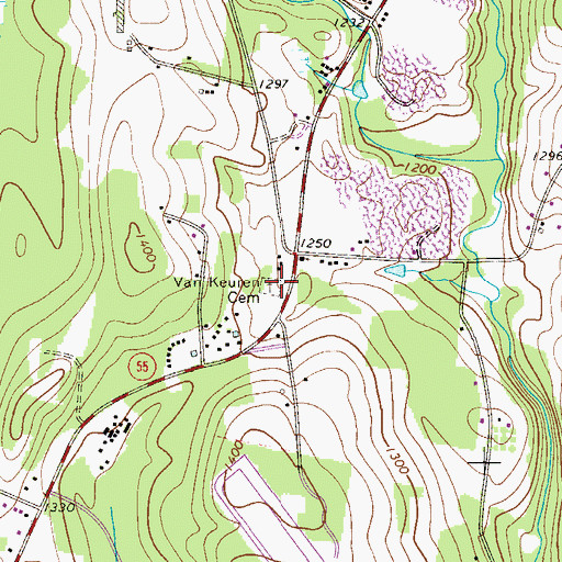 Topographic Map of Van Keuren Cemetery, NY