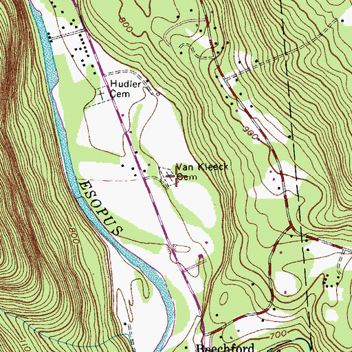Topographic Map of Mount Pleasant Cemetery, NY