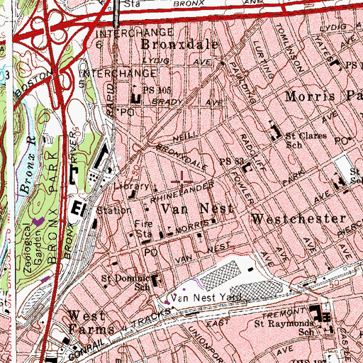 Topographic Map of Van Nest, NY