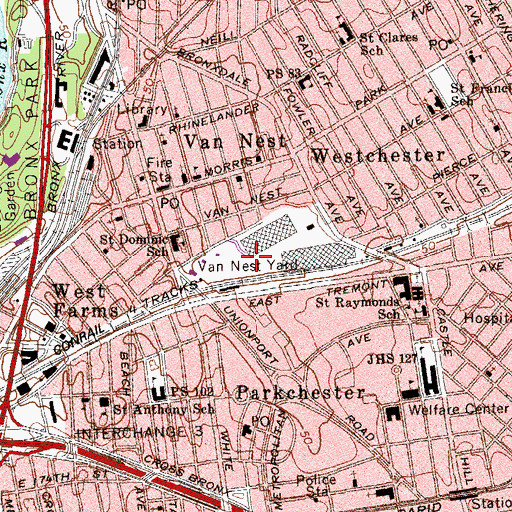 Topographic Map of Van Nest Yard, NY