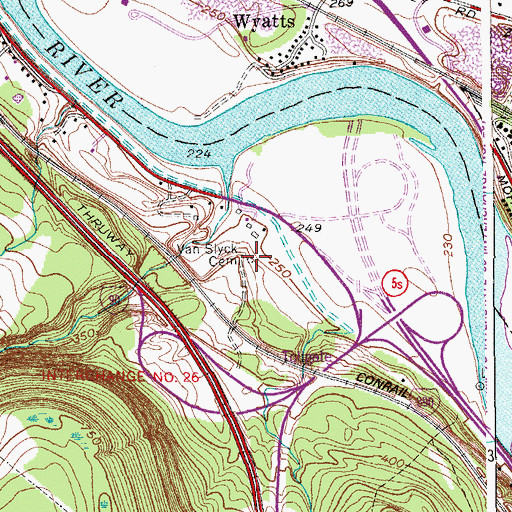 Topographic Map of Van Slyck Cemetery, NY