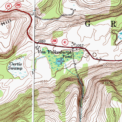 Topographic Map of Van Valkenburgh Pond, NY