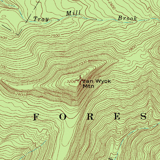 Topographic Map of Van Wyck Mountain, NY
