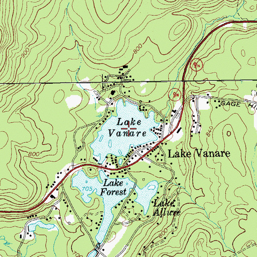 Topographic Map of Lake Vanare, NY