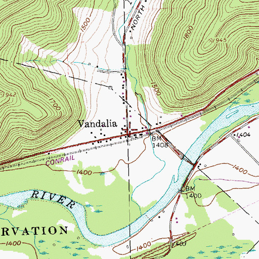 Topographic Map of Vandalia, NY