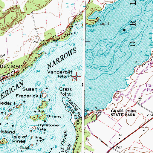 Topographic Map of Vanderbilt Island, NY