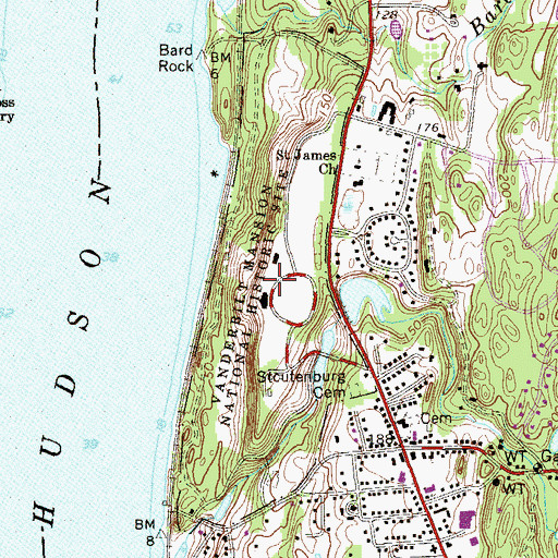Topographic Map of Vanderbilt Mansion National Historic Site, NY
