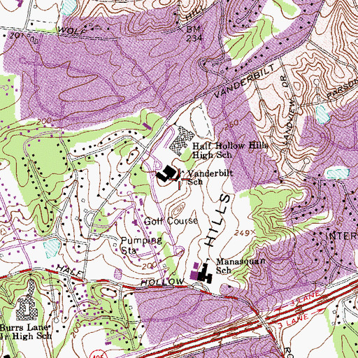 Topographic Map of Vanderbilt School (historical), NY