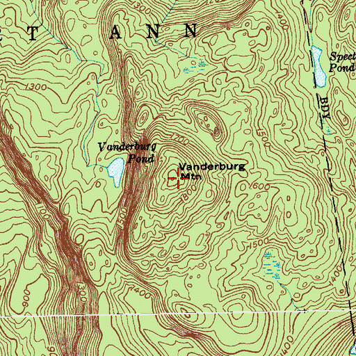 Topographic Map of Vanderburg Mountain, NY