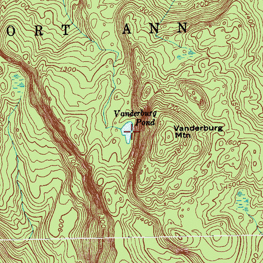 Topographic Map of Vanderburg Pond, NY