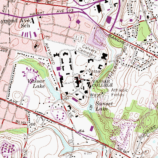 Topographic Map of Vassar College, NY