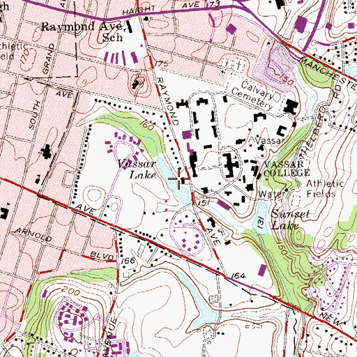 Topographic Map of Vassar Lake, NY