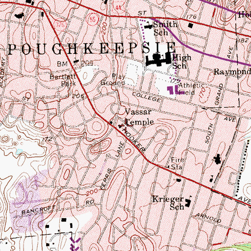 Topographic Map of Vassar Temple, NY