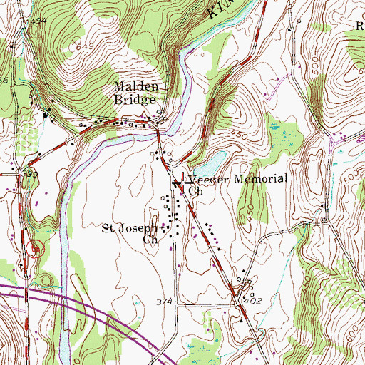 Topographic Map of Veeder Memorial Church, NY