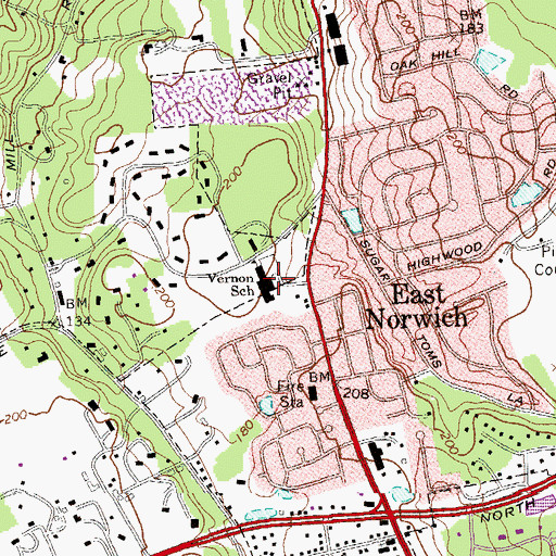 Topographic Map of Vernon School, NY