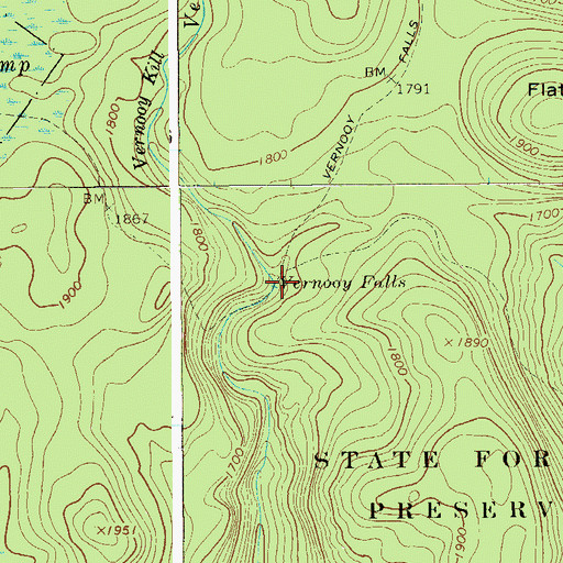 Topographic Map of Vernooy Falls, NY