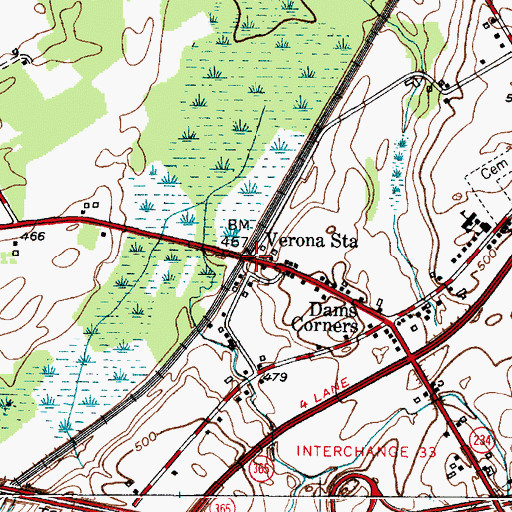 Topographic Map of Verona Station, NY