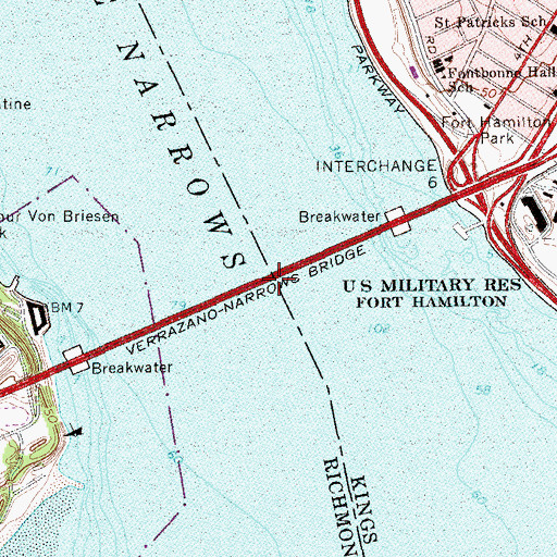 Topographic Map of Verrazano-Narrows Bridge, NY