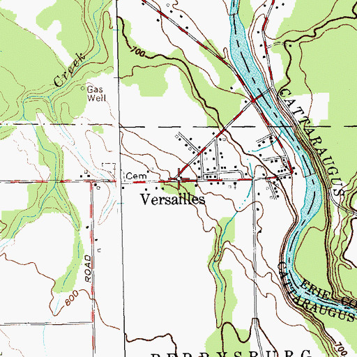 Topographic Map of Versailles, NY