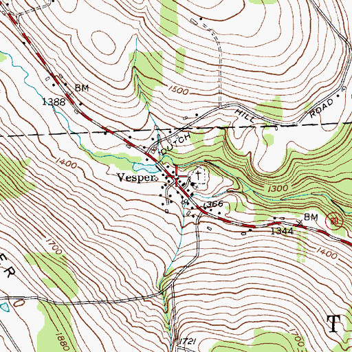 Topographic Map of Vesper, NY