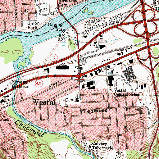 Topographic Map of Vestal, NY