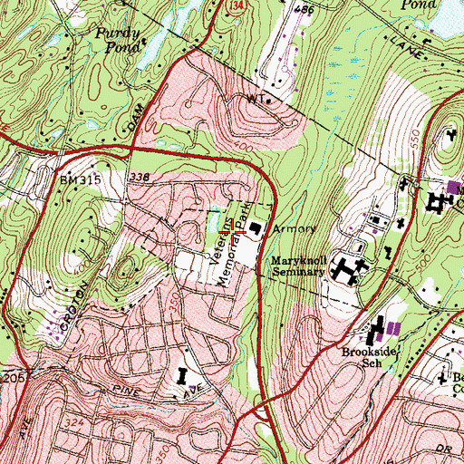 Topographic Map of Veterans Memorial Park, NY
