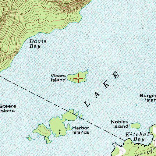 Topographic Map of Vicars Island, NY