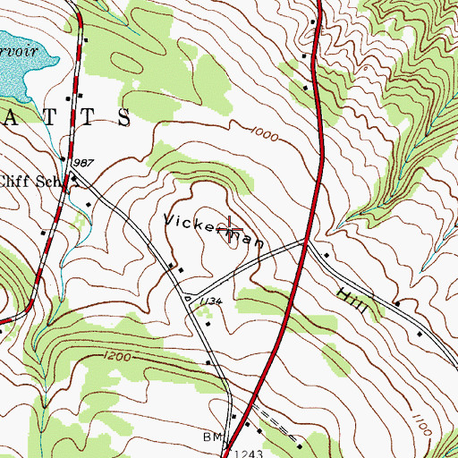 Topographic Map of Vickerman Hill, NY
