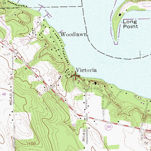 Topographic Map of Victoria, NY