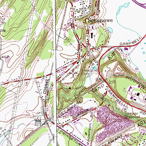 Topographic Map of Viewland Cemetery, NY