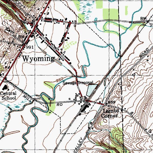 Topographic Map of Village Brook, NY