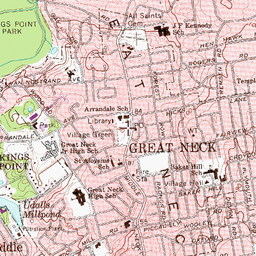 Topographic Map of Village Green, NY