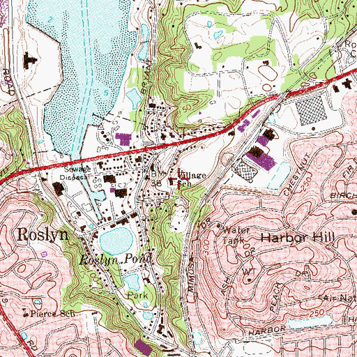 Topographic Map of Roslyn Village School, NY