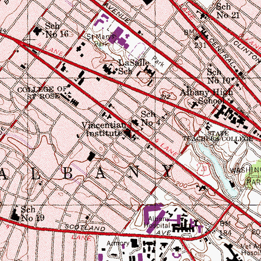 Topographic Map of Vincentian Institute (historical), NY