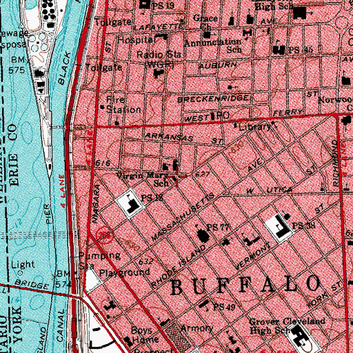 Topographic Map of Virgin Mary School, NY
