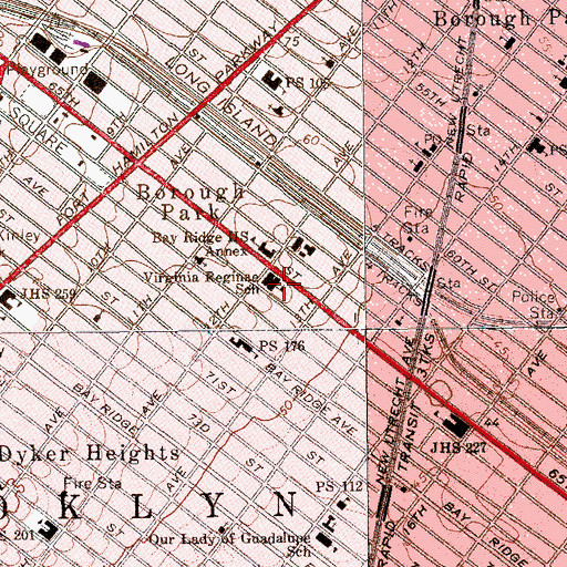 Topographic Map of Virginia Reginae School, NY