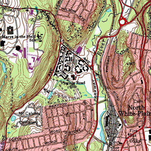 Topographic Map of Virginia Road Elementary School, NY