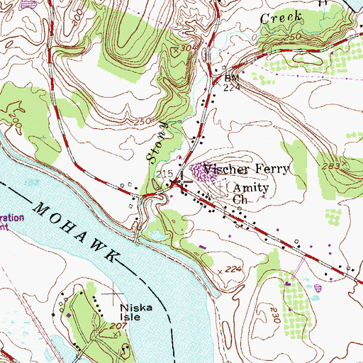 Topographic Map of Vischer Ferry, NY