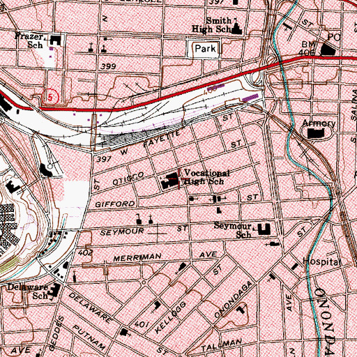 Topographic Map of Vocational High School, NY