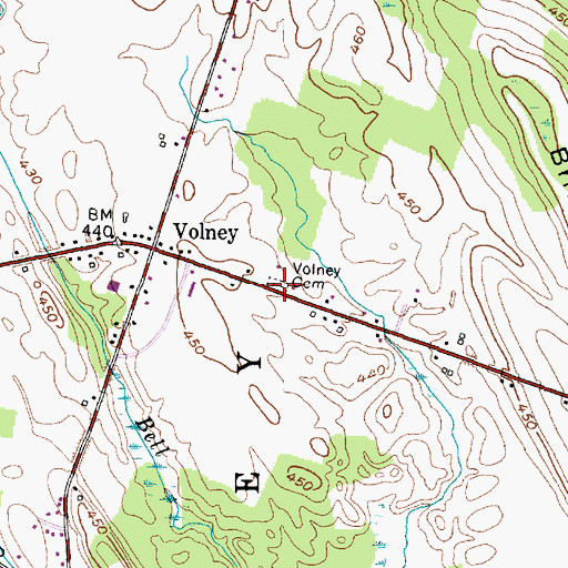 Topographic Map of Volney Center Cemetery, NY