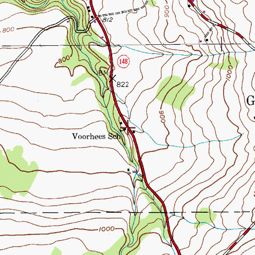 Topographic Map of Voorhees School, NY